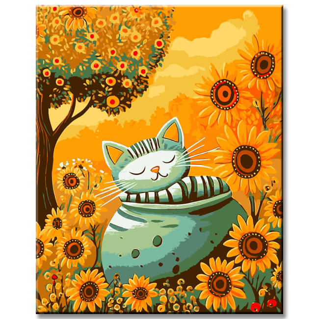 Malen nach Zahlen Katzen im Garten TierKunst