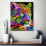 Malen nach Zahlen junior Leopard in Regenbogenfarben Tierkunst