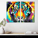 Malen nach Zahlen Tiger Portrait Tiere TierKunst - 2-teilig (Triptychon)