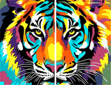 Malen nach Zahlen Tiger Portrait Tiere TierKunst - 2-teilig (Triptychon)