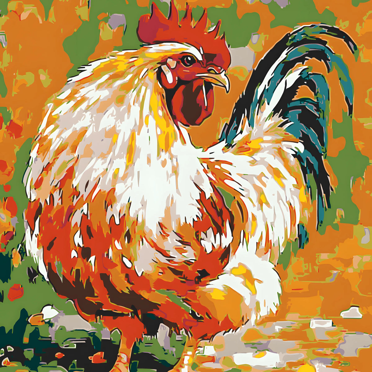 Malen nach Zahlen Hahn Portrait Tiere TierKunst