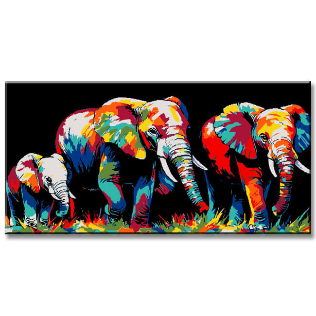 Malen nach Zahlen Elefanten Familie Moderne TierKunst Malerei