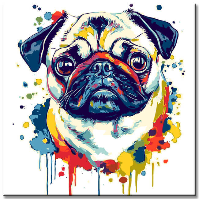 Malen nach Zahlen Hund Mops Portraits Moderne TierKunst