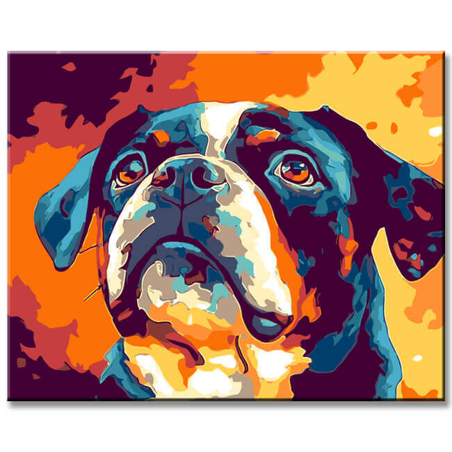 Malen nach Zahlen Hund farbig Porträt Moderne TierKunst