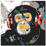 Malen nach Zahlen Affe hört Musik Moderne TierKunst
