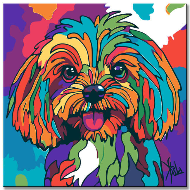 Malen nach Zahlen Kleiner Hund Moderne TierKunst