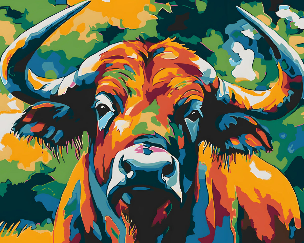 Malen nach Zahlen Großer Bulle Portrait Moderne TierKunst