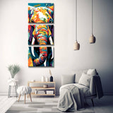 Malen nach Zahlen Elefant Stoßzahn Moderne Tierkunst - 3 parts (Triptychon)