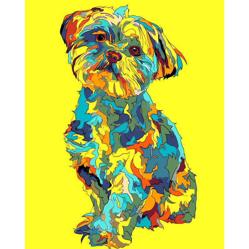 Malen nach Zahlen Bunte Tierwelt Hund im Portrait