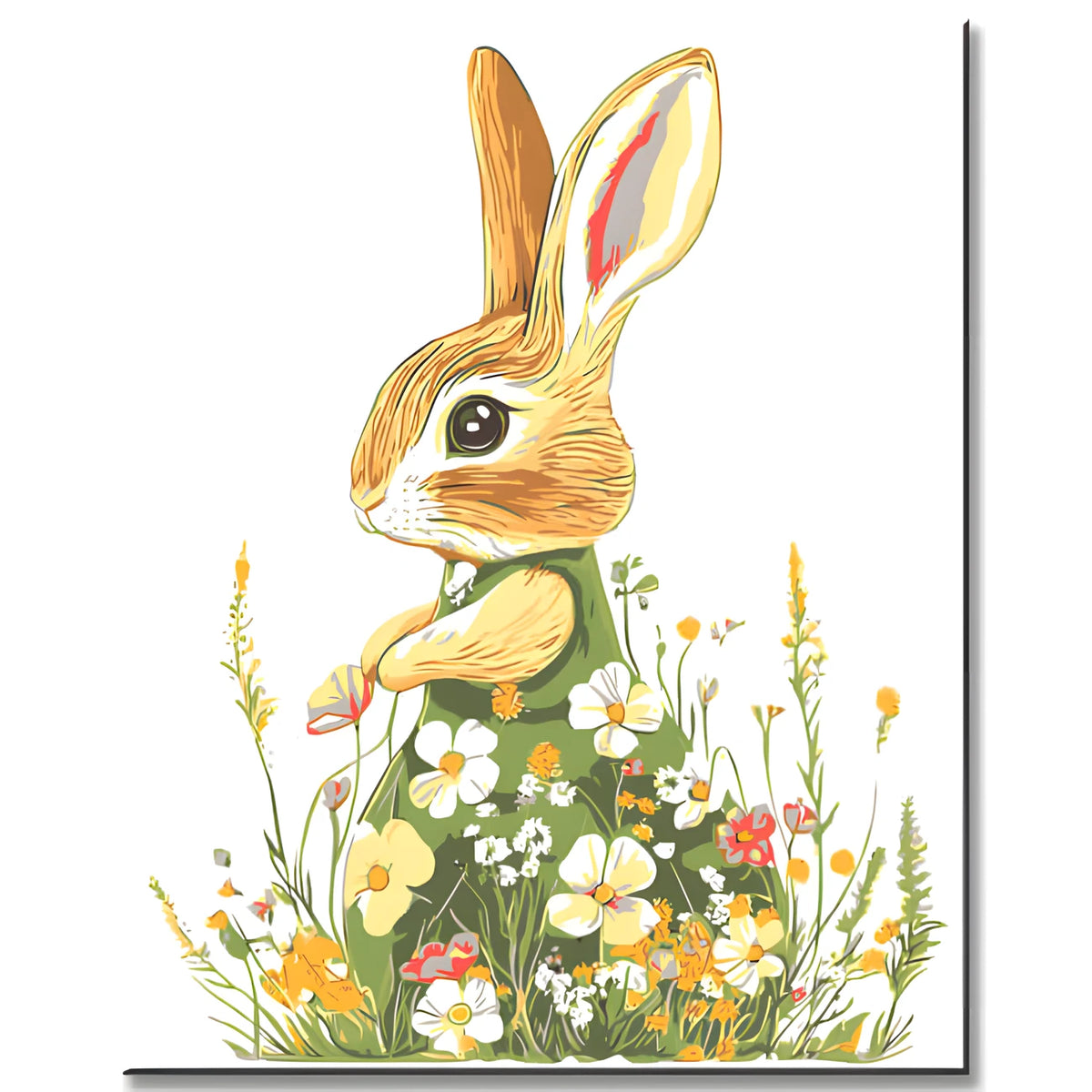Malen nach Zahlen Bunter Hase im grünen Blumenkleid
