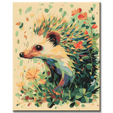 Malen nach Zahlen Bunter Igel im grünen Blumenkleid