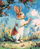 Grind nach Zahlen Hase mit Schmetterlingen im Summer