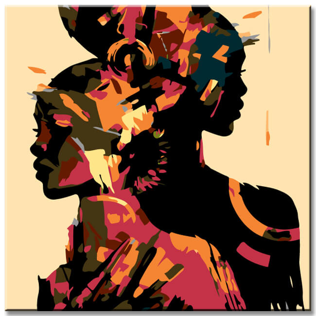 Malen nach Zahlen Abstrakt Schulter an Schulter I