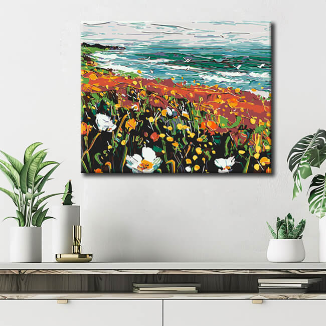 Malen nach Zahlen Blumenblüten an der Küste