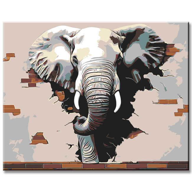 Malen nach Zahlen FotoKunst Elefant aus der Mauer