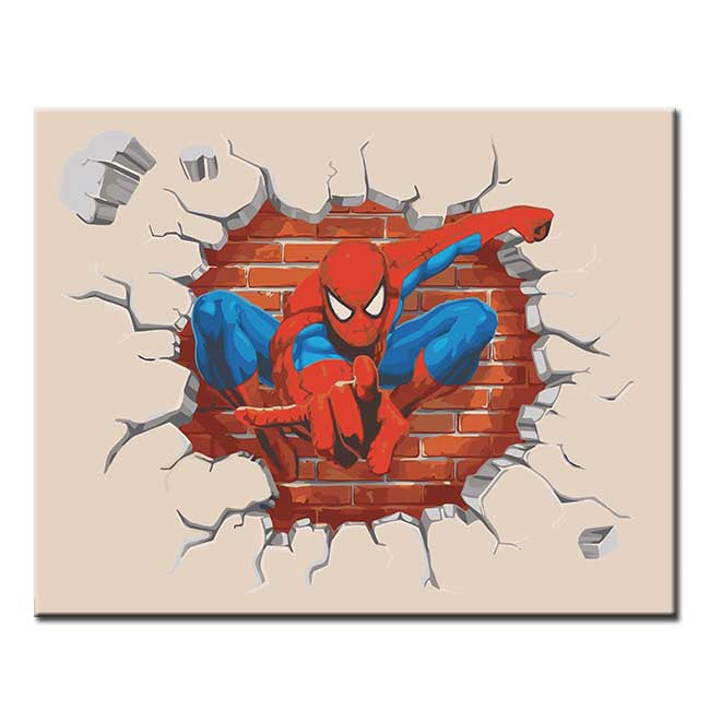 Malen nach Zahlen Kunst Comic Spiderman WandKunst