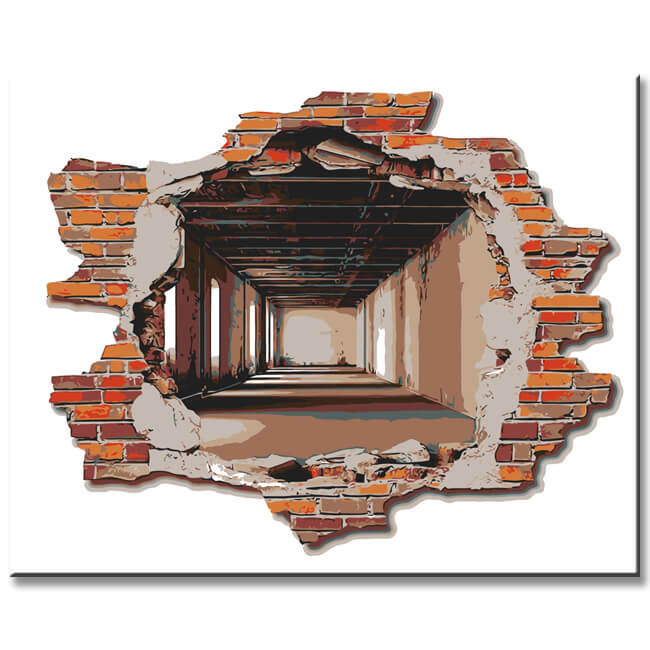 Malen nach Zahlen FotoKunst Loch in der Wand