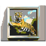 Malen nach Zahlen Kunst 3d Tiger steigt mit einer Pfote aus dem Bild