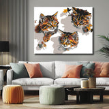 Malen nach Zahlen 3D Kunst 3 Katzen in der Wand und gucken sich an