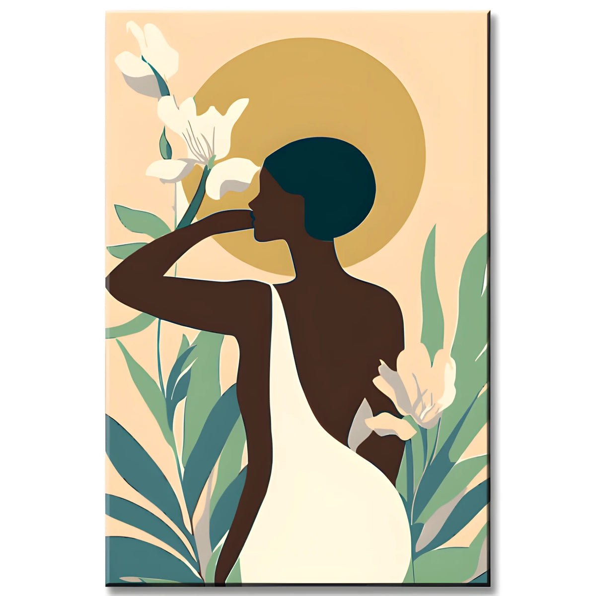 Paint by Numbers Art Minimalism Black Woman White Dress