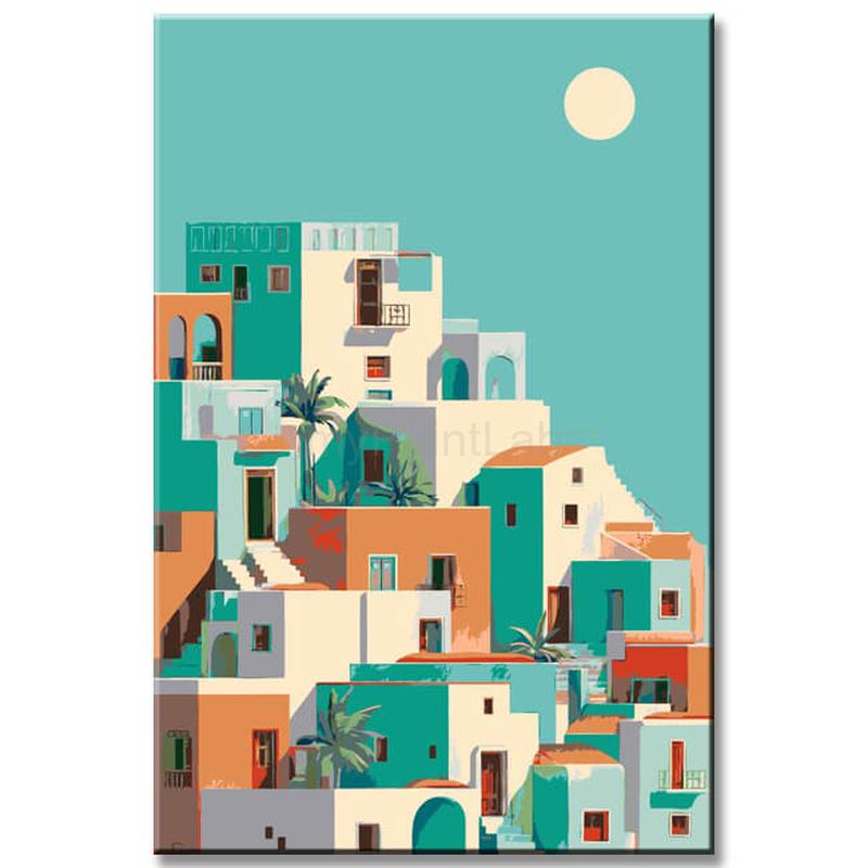 Painting by Numbers Art Minimalism House with Pool