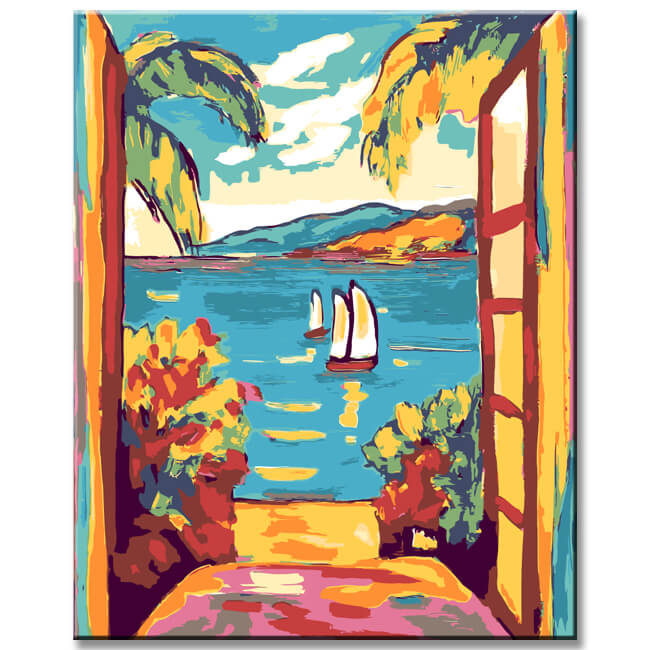 Malen nach Zahlen Kunst Blick aufs Meer