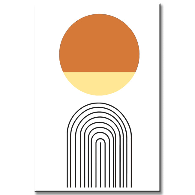 Malen nach Zahlen Kunst Minimalismus zwei Halbkugeln auf einem Regenbogen