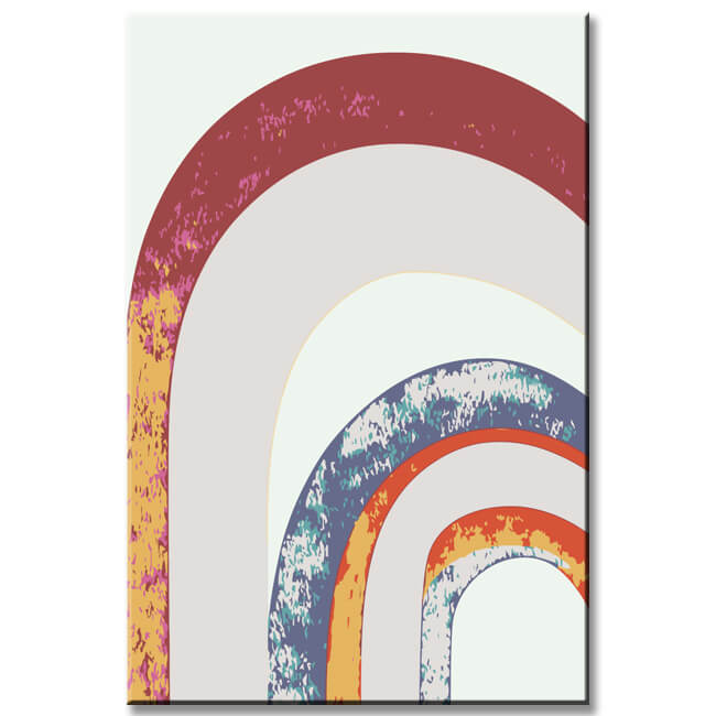 Malen nach Zahlen Kunst Minimalismus Halber Mond und Regenbogen