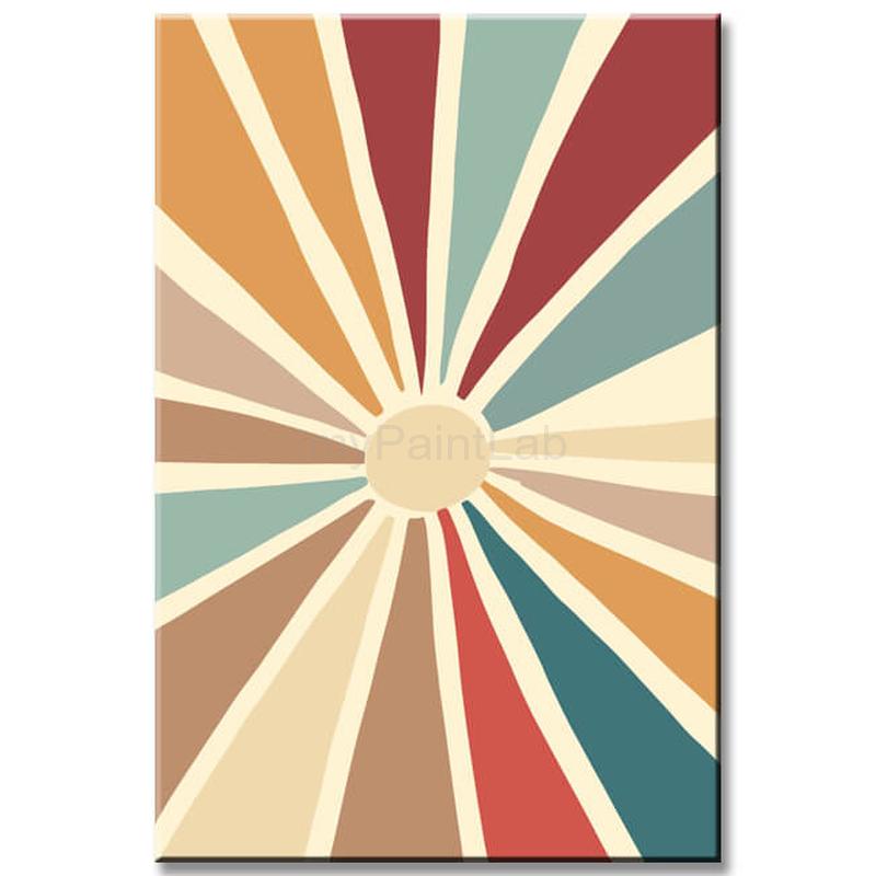 Painting by numbers art minimalism colorful sun rays