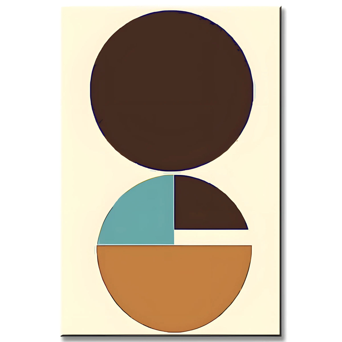 Malen nach Zahlen Kunst Minimalismus schwarze Kugel with two bunten Halbkugeln