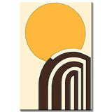 Malen nach Zahlen Kunst Minimalismus Sonne und schwarze Linien