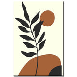 Malen nach Zahlen Kunst Minimalismus Pflanze mit Berge und Sonne