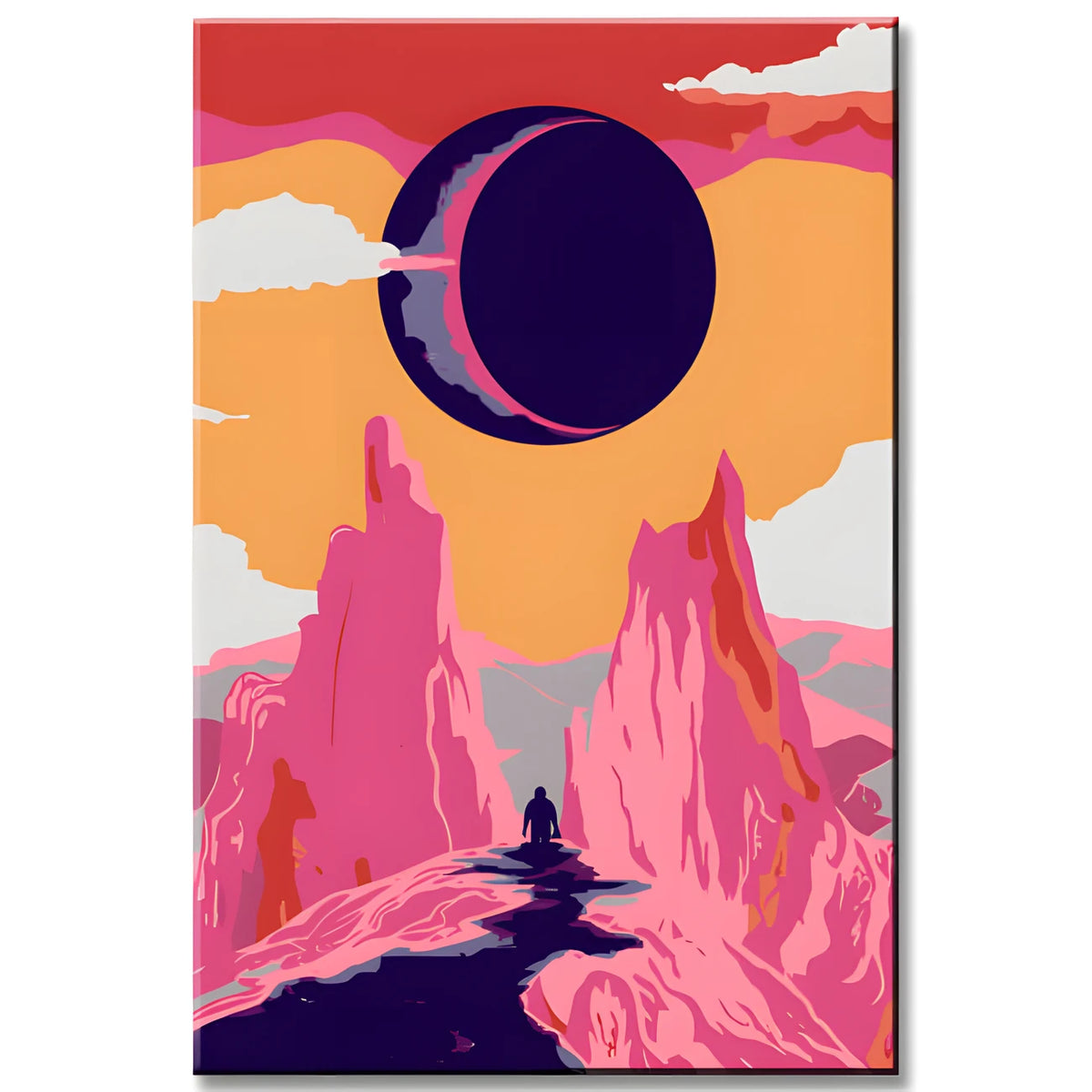 Malen nach Zahlen Kunst Sonnenfinsternis in den rosa Bergen