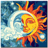 Malen nach Zahlen Kunst Halbe Sonne und Halber Mouth in a Gesicht