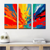 Malen nach Zahlen Moderne Kunst Farbenexplosion 3-part Triptychon
