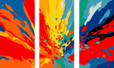 Malen nach Zahlen Moderne Kunst Farbenexplosion 3-part Triptychon