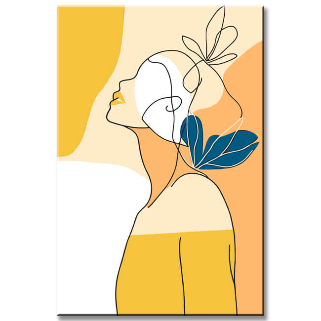 Malen nach Zahlen Minimalismus Strichzeichnung Frau Blume