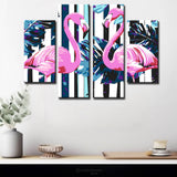 Malen nach Zahlen Abstrakte Kunst Flamingos  4-teilig