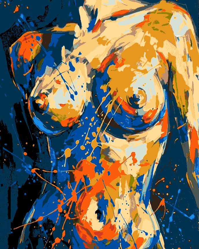 Malen nach Zahlen Kunst Akt Frau Zweifarbig
