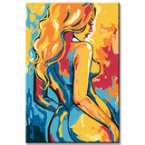 Painting by Numbers Art Nude Naked Woman from Behind in Bright Colorful Colors