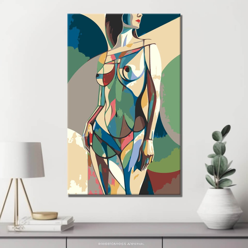 Malen nach Zahlen Akt Frau Geometrisch Elegant Modern Stilvoll