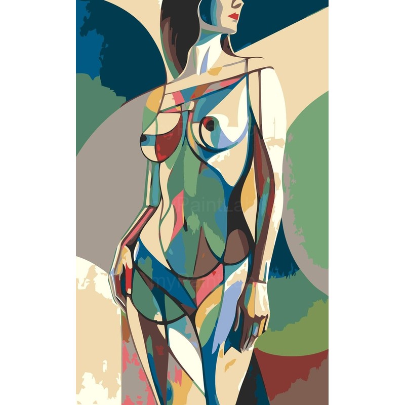 Malen nach Zahlen Akt Frau Geometrisch Elegant Modern Stilvoll