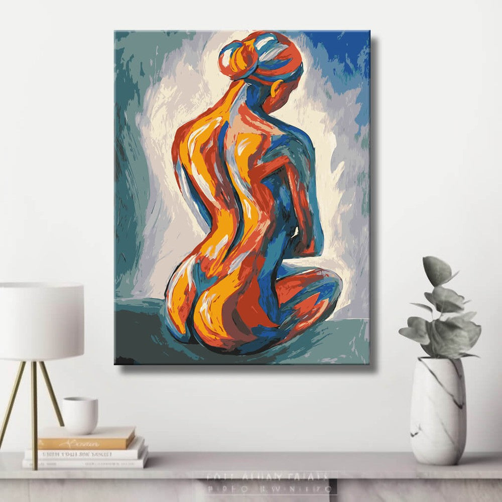 Malen nach Zahlen Akt Frau Ruecken Bunt Expressiv Kunst