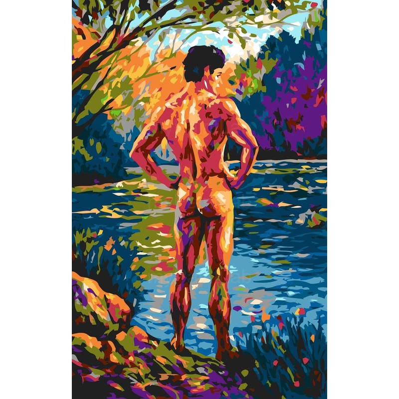 Malen nach Zahlen Akt Mann Landschaft Bunt Modern Kunst