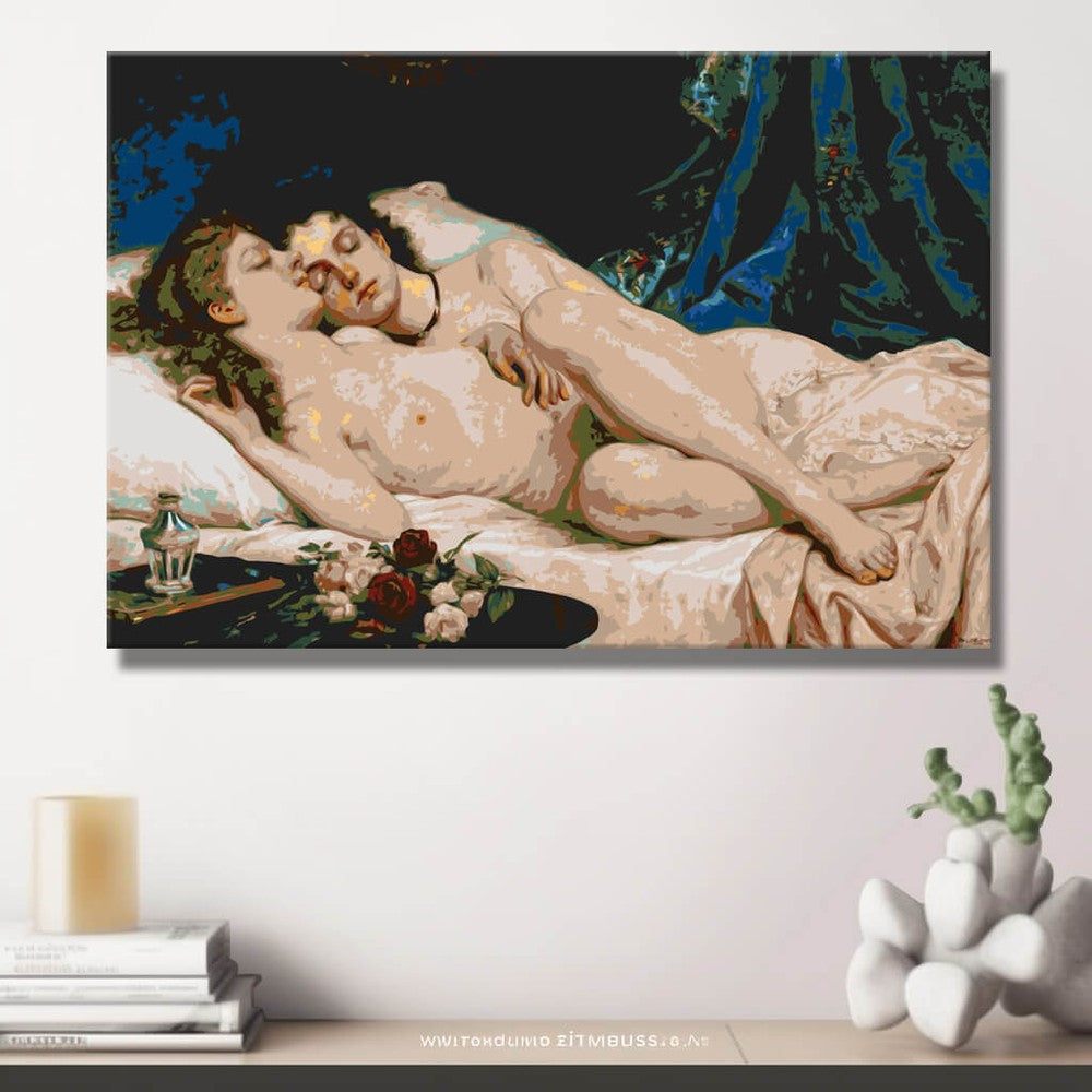 Malen nach Zahlen Akt Paar Liegend Klassisch Romantik