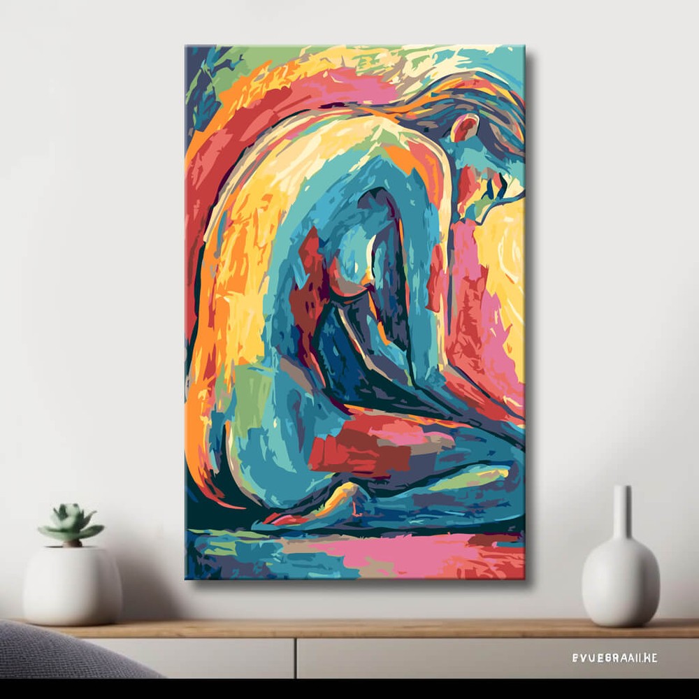 akt frau gebogen farben intensiv DIY Kunst Deko modernes Wandbild
