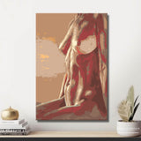 akt frau seitenansicht rot beige weich DIY Kunst Deko modernes Wandbild