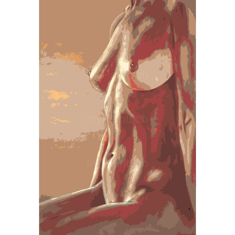 akt frau seitenansicht rot beige weich