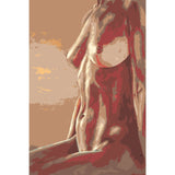 akt frau seitenansicht rot beige weich