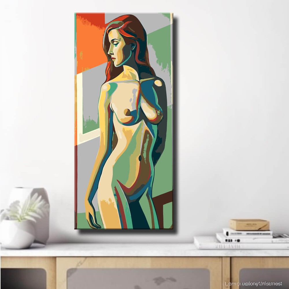 Malen nach Zahlen Akt Frau Stehend Modern Geometrisch Bunt